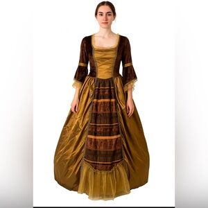 Spencer’s woman’s Vintage-Inspired Rococo Costume Dress brown and gold/small